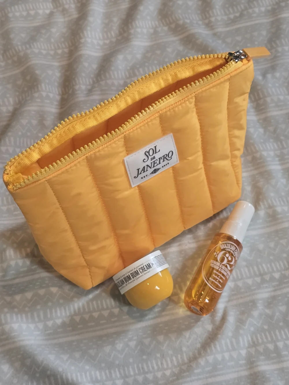 Sol de Janeiro Yellow Quilted Pouch Limited Edition Travel Set Bundle NEW